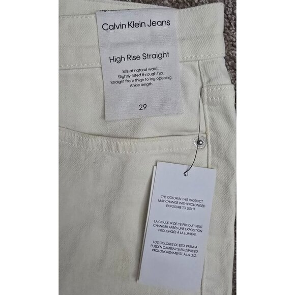 Calvin Klein Womens High Rise Straight Ankle Jeans Size 29 White Denim - Picture 6 of 7
